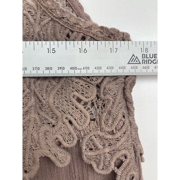 Oddy Womens Medium Mini Lined Dress Lacey Sleeveless Round Neck Brown - Picture 3 of 7